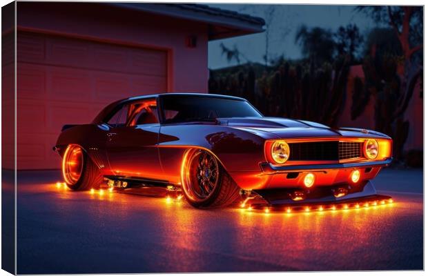 A custom tuned muscle car in a spectacular light. Canvas Print by Michael Piepgras