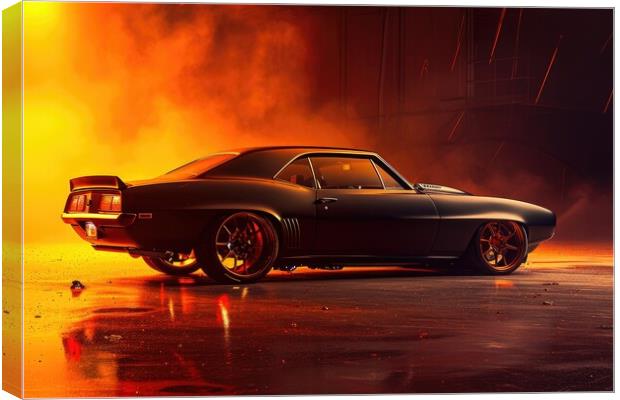 A custom tuned muscle car in a spectacular light. Canvas Print by Michael Piepgras