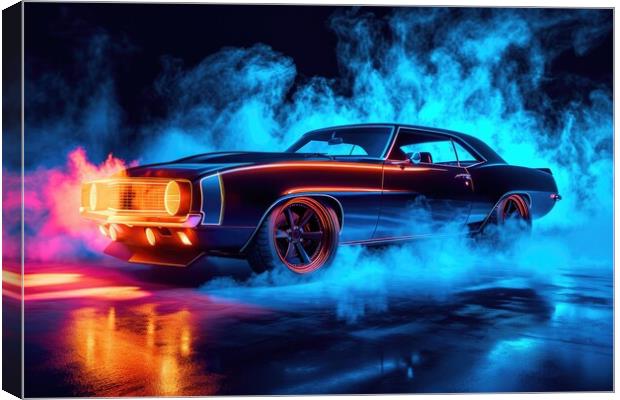 A custom tuned muscle car in a spectacular light. Canvas Print by Michael Piepgras