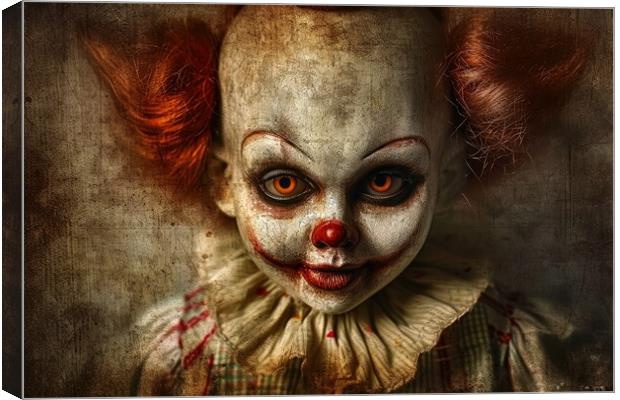 An evil clown doll. Canvas Print by Michael Piepgras