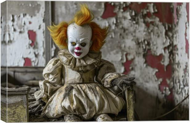 An evil clown doll. Canvas Print by Michael Piepgras