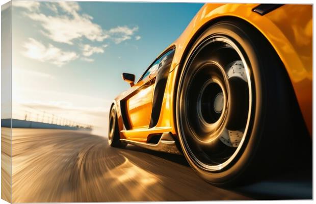 Close up of a fast turning wheel of a sports car. Canvas Print by Michael Piepgras