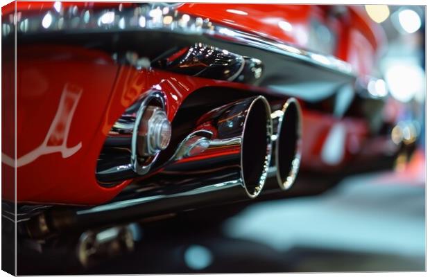 Close-up of a tuned sports car exhaust system. Canvas Print by Michael Piepgras