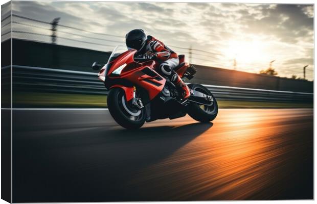 Fast racing motorcycles on a track. Canvas Print by Michael Piepgras