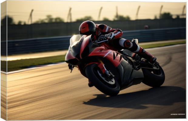 Fast racing motorcycles on a track. Canvas Print by Michael Piepgras