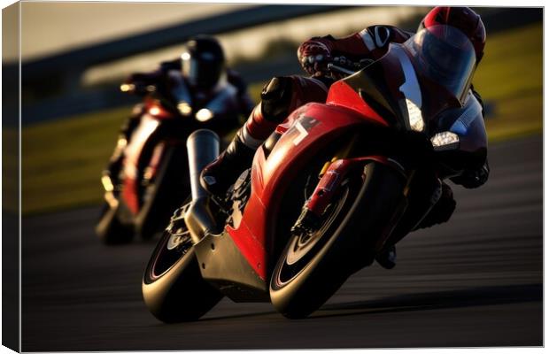 Fast racing motorcycles on a track. Canvas Print by Michael Piepgras