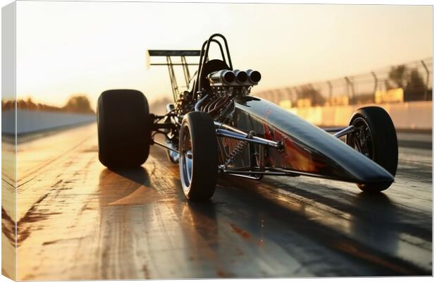 Very fast rocket dragster on a track. Canvas Print by Michael Piepgras