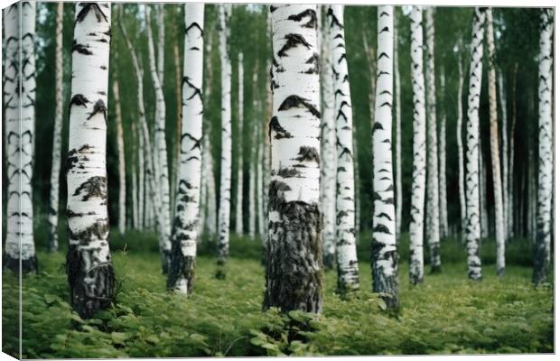A beautiful birch forest with many white tree trunks. Canvas Print by Michael Piepgras