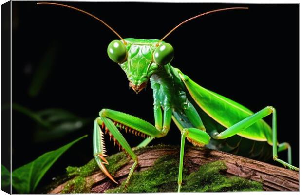 A praying mantis on a plant. Canvas Print by Michael Piepgras