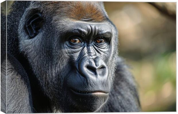 A detailed close up show of a male gorilla. Canvas Print by Michael Piepgras