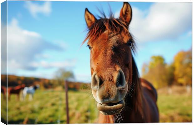 Close up of a neighing horse. Canvas Print by Michael Piepgras