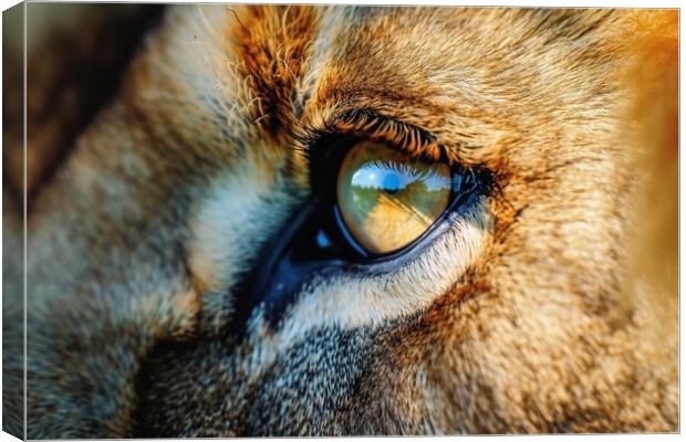 Close up of the eye of a male Lion. Canvas Print by Michael Piepgras