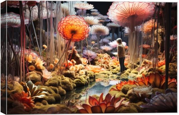 A beautiful fantasy garden made of neural flowers. Canvas Print by Michael Piepgras