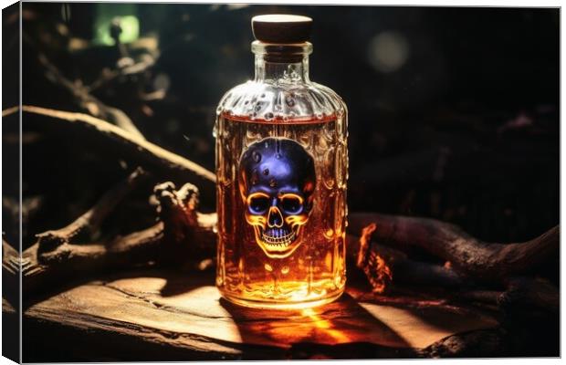 A bottle with a liquid and a poison symbol on it. Canvas Print by Michael Piepgras