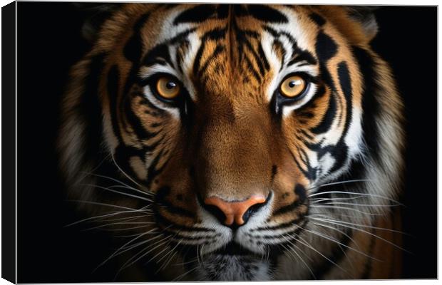 A mesmerizing Tiger on a dark background. Canvas Print by Michael Piepgras