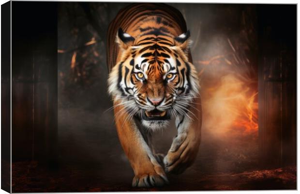 A mesmerizing Tiger on a dark background. Canvas Print by Michael Piepgras