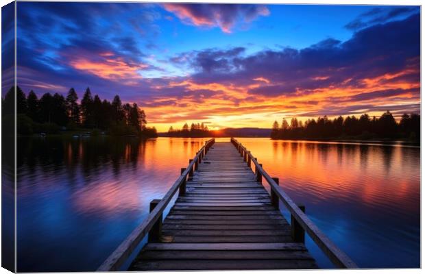 A perfect sunset on a lake. Canvas Print by Michael Piepgras