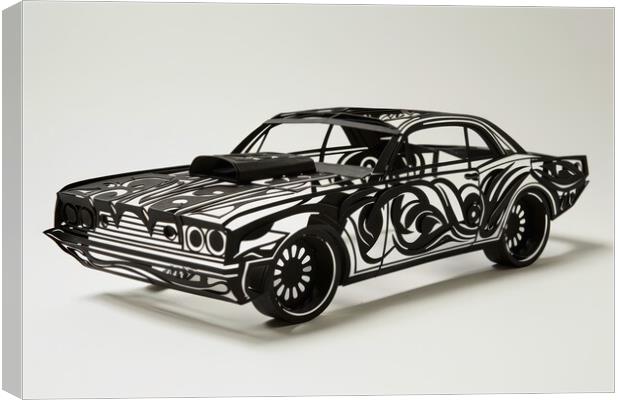 A beautiful papercut of a muscle car. Canvas Print by Michael Piepgras