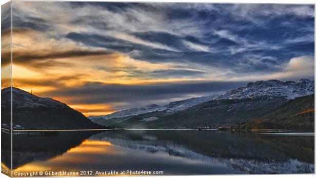Winter's Dusk Over Loch Long Canvas Print by Gilbert Hurree