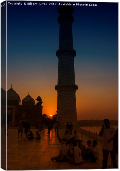 Love's Tribute: Taj Mahal at Twilight Canvas Print by Gilbert Hurree