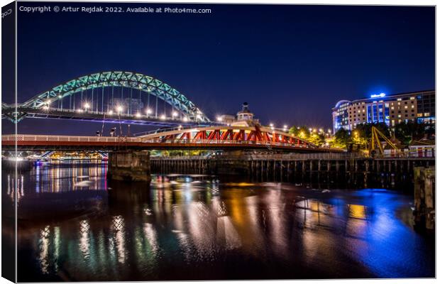 Good night Newcastle - city ​​of bridges #1 Canvas Print by Artur Rejdak