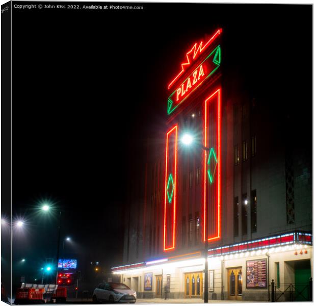 The Stockport Plaza - Neon Lit Canvas Print by John Kiss