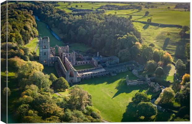 Fountains Abbey From The Air Canvas Print by Apollo Aerial Photography