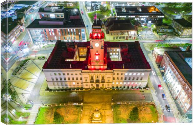 Barnsley Town Hall Night  Canvas Print by Apollo Aerial Photography