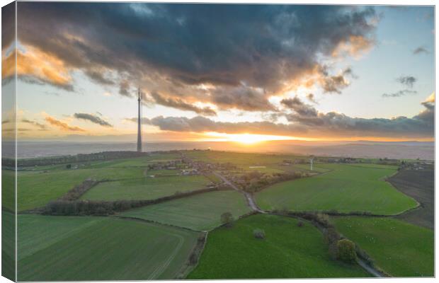 Emley Moor Mast Sunset Canvas Print by Apollo Aerial Photography