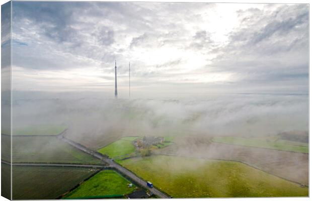 Mist on Emley Moor Canvas Print by Apollo Aerial Photography