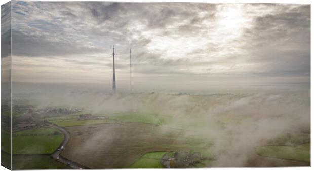 Emley Moor Mist Canvas Print by Apollo Aerial Photography