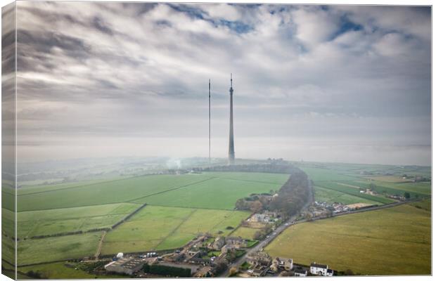 Emley Moor Mist Canvas Print by Apollo Aerial Photography