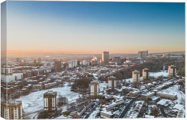 Sheffield Skyline Snow Canvas Print by Apollo Aerial Photography