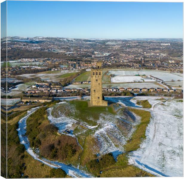 Castle Hill In The Snow Canvas Print by Apollo Aerial Photography
