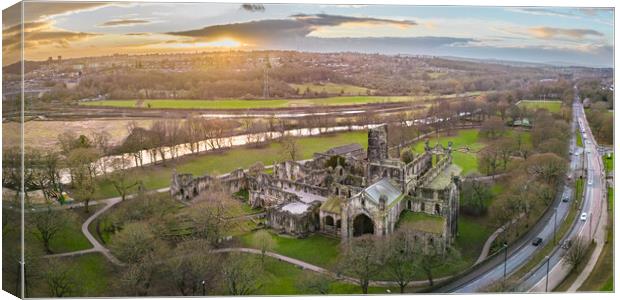 Kirkstall Abbey Sunset Canvas Print by Apollo Aerial Photography