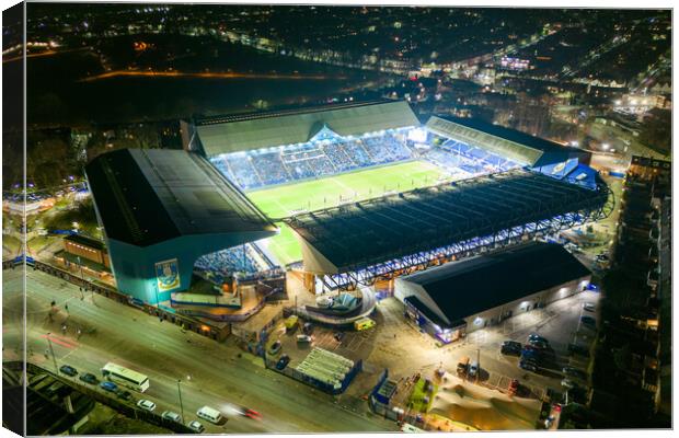 Hillsborough Football Stadium at Night Canvas Print by Apollo Aerial Photography