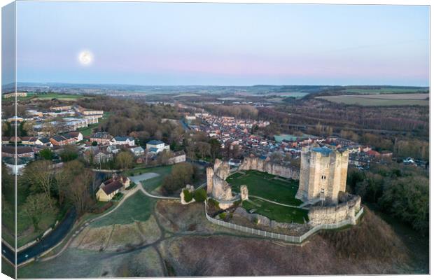 Conisbrough Castle Full Moon  Canvas Print by Apollo Aerial Photography