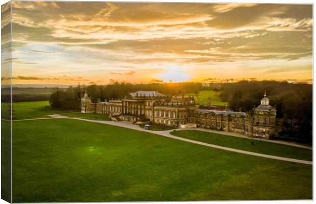 The Sun sets on Wentworth Woodhouse Canvas Print by Apollo Aerial Photography