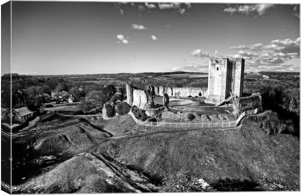 Conisbrough Castle Black and White. Canvas Print by Apollo Aerial Photography