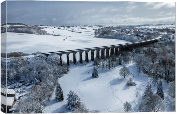 Penistone Viaduct In The Snow  Canvas Print by Apollo Aerial Photography