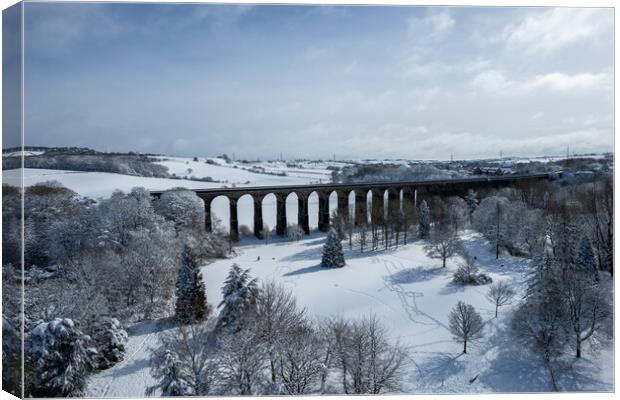 Penistone Viaduct Winter Scene Canvas Print by Apollo Aerial Photography
