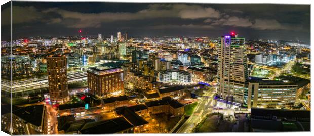 Leeds City At Night Canvas Print by Apollo Aerial Photography