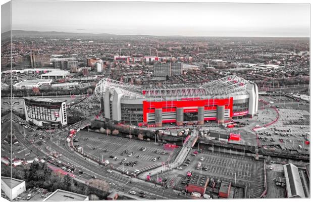 Old Trafford Selective Red Canvas Print by Apollo Aerial Photography