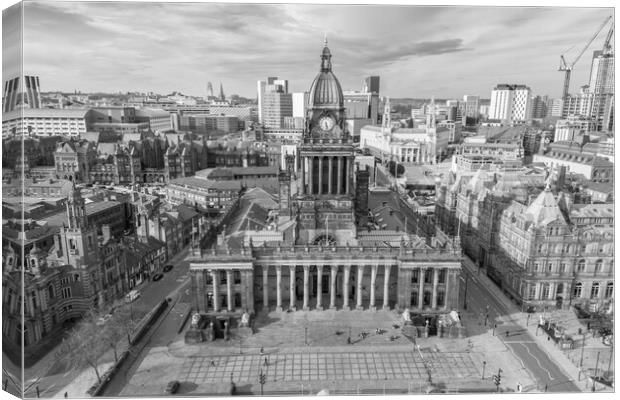 Leeds Town Hall Black and White Canvas Print by Apollo Aerial Photography