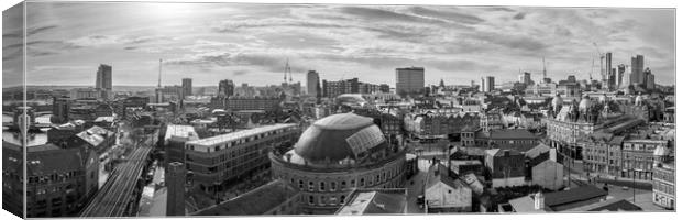Leeds Panorama Black and White  Canvas Print by Apollo Aerial Photography