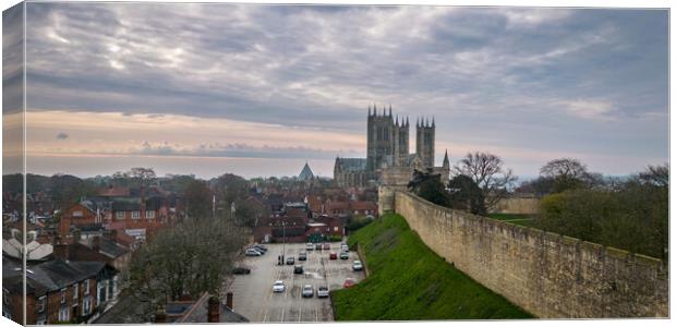 Lincoln Cathedral and Castle Walls Canvas Print by Apollo Aerial Photography