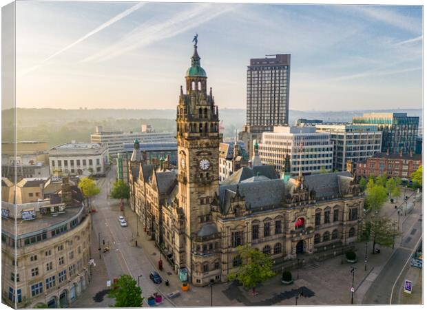 Sheffield Town Hall Sunrise Canvas Print by Apollo Aerial Photography