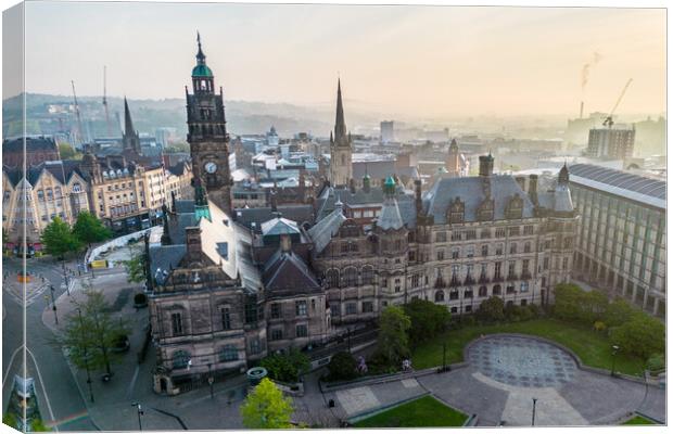 Sheffield Town Hall and Peace Gardens Canvas Print by Apollo Aerial Photography