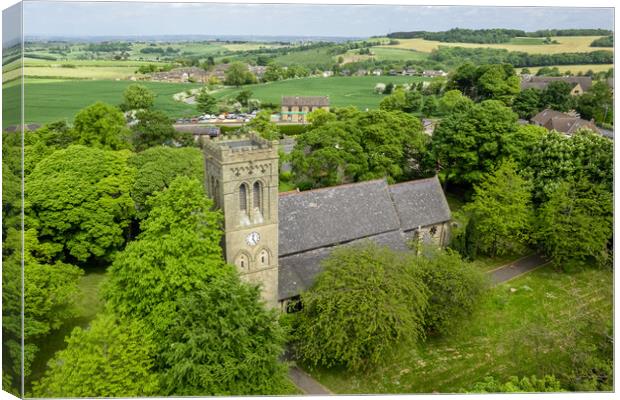 The Parish Church of St John Lepton Canvas Print by Apollo Aerial Photography