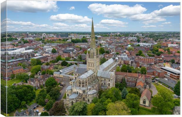 Norwich Cathedral  Canvas Print by Apollo Aerial Photography